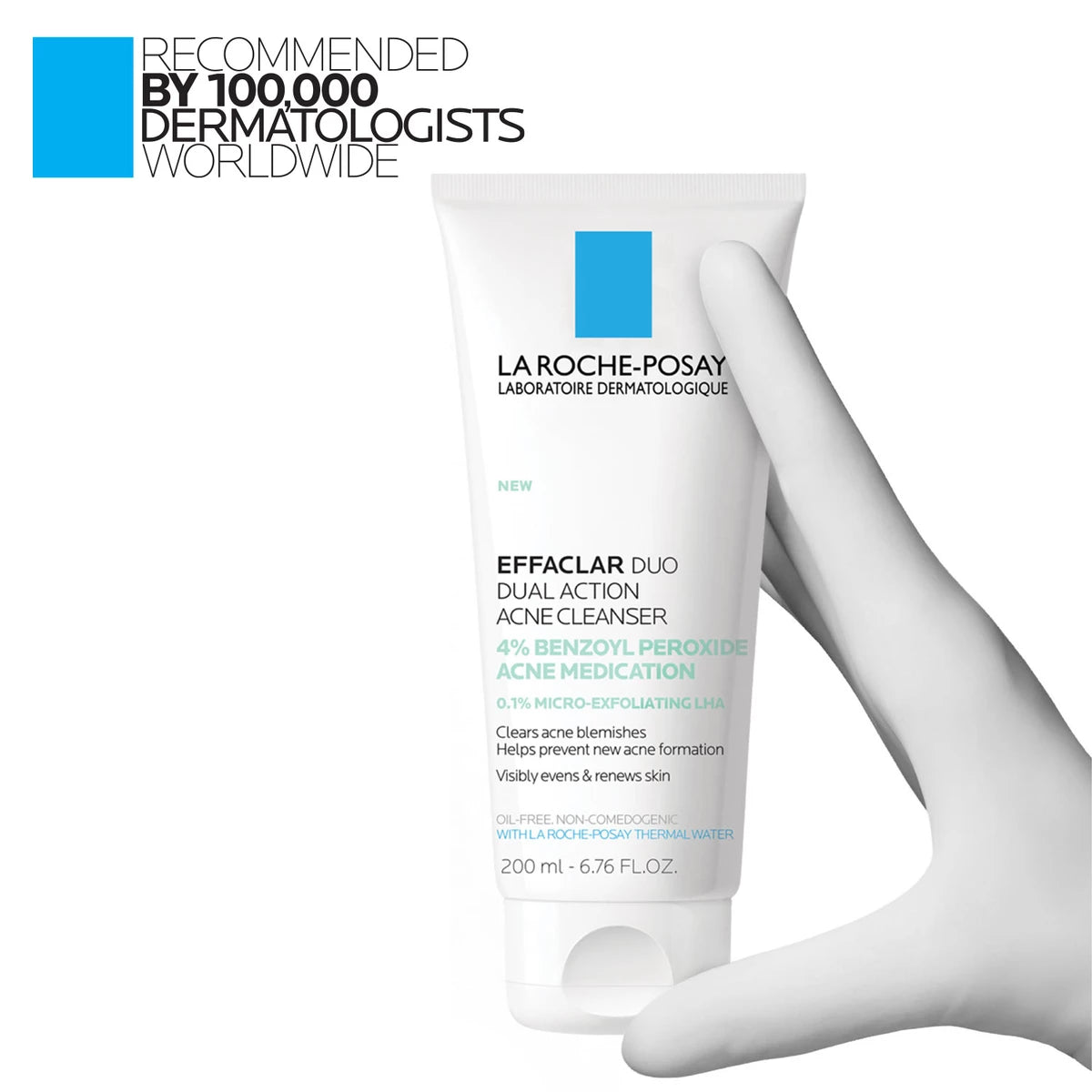 Effaclar Dual Action Acne Face Wash With 4% Benzoyl Peroxide by La Roche-Posay, the skincare brand recommended by 100,000 dermatologists worldwide